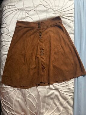 Suede mini skirt with button details